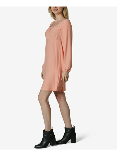 ULTRA FLIRT Womens Coral Raglan Scoop Neck Short Shift Dress Size: M