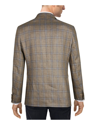 TOMMY HILFIGER Mens Beige Single Breasted, Plaid Classic Fit Blazer 40R