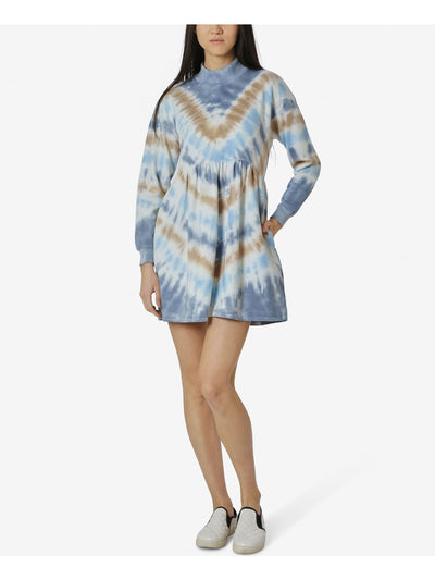 ULTRA FLIRT Womens Light Blue Tie Dye Mini Shift Dress Size: XL