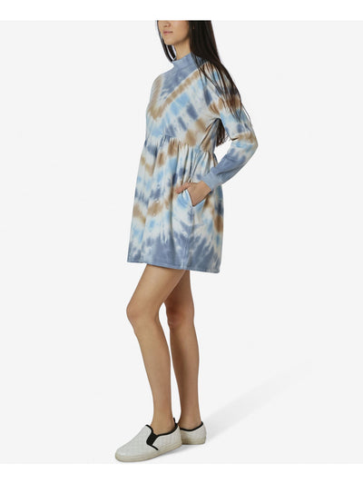 ULTRA FLIRT Womens Light Blue Tie Dye Mini Shift Dress Size: XL