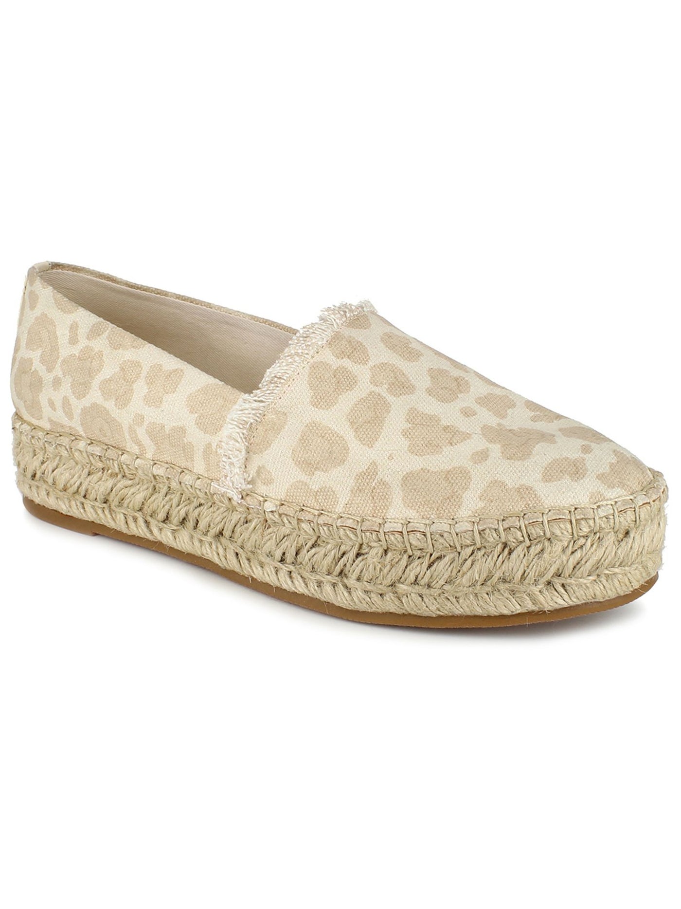 SPLENDID Womens Beige Animal Print Padded Frayed Lilly Round Toe Platform Slip On Espadrille Shoes 6 M