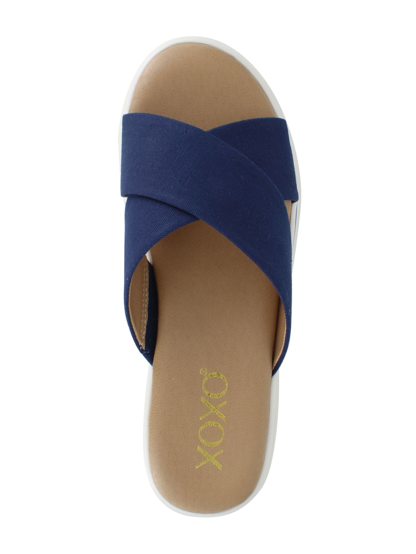 XOXO Womens Navy Comfort Oleen Round Toe Wedge Slip On Slide Sandals 9.5