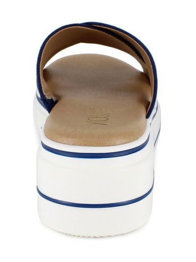 XOXO Womens Navy Comfort Oleen Round Toe Wedge Slip On Slide Sandals 9.5