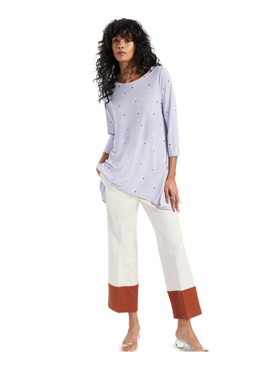 ALFANI Womens 3/4 Sleeve Boat Neck Swing Top