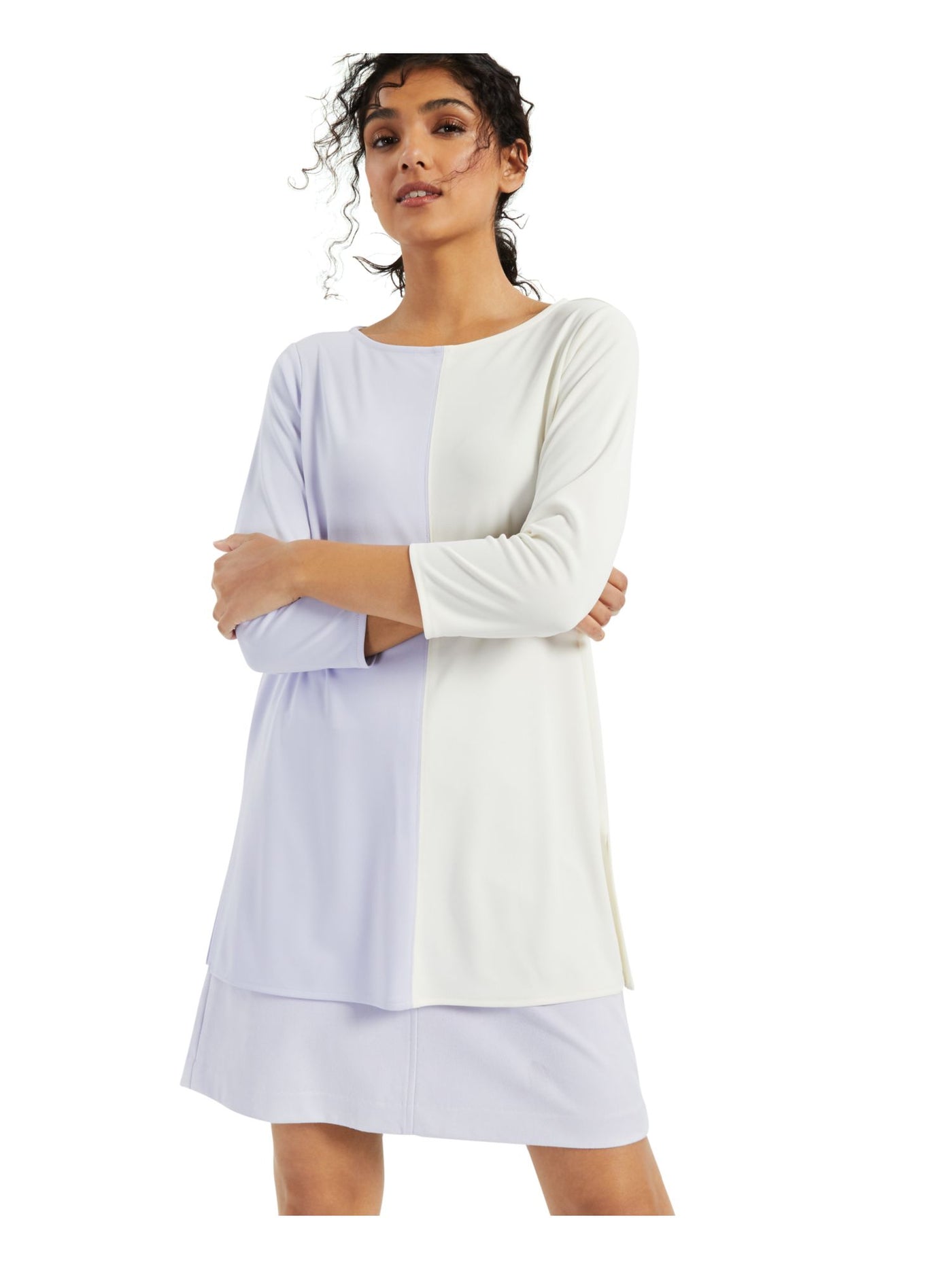 ALFANI Womens 3/4 Sleeve Crew Neck Tunic Top