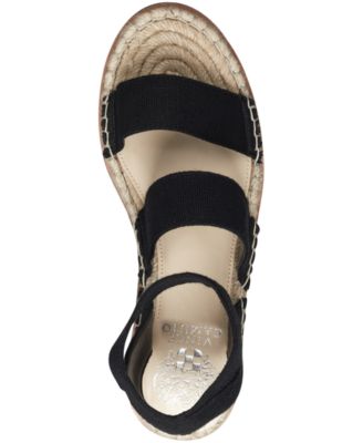 VINCE CAMUTO Womens Black 1" Platform Espadrille Trim Strappy Comfort Kolindia Round Toe Platform Slip On Sandals Shoes M