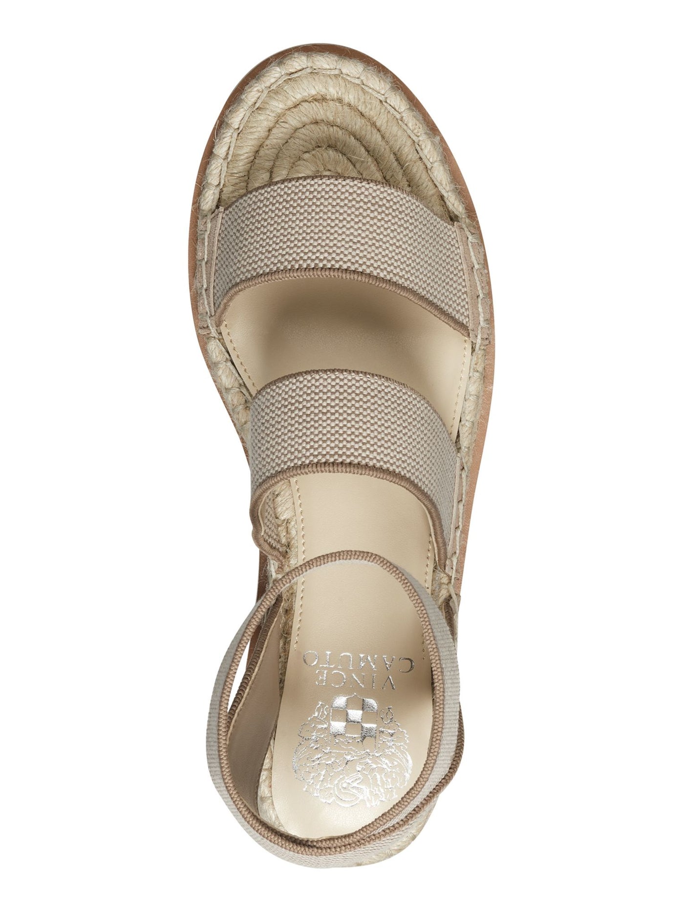 VINCE CAMUTO Womens Beige 1" Platform Espadrille Trim Strappy Comfort Kolindia Round Toe Wedge Slip On Sandals Shoes 9 M