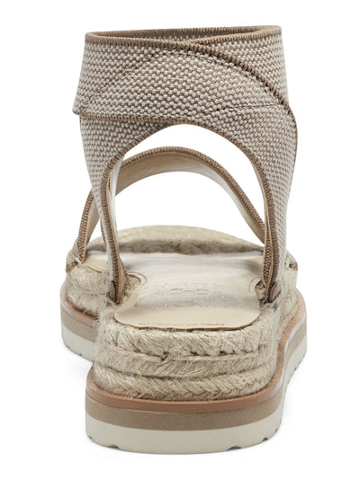 VINCE CAMUTO Womens Beige 1" Platform Espadrille Trim Strappy Comfort Kolindia Round Toe Wedge Slip On Sandals Shoes 9 M