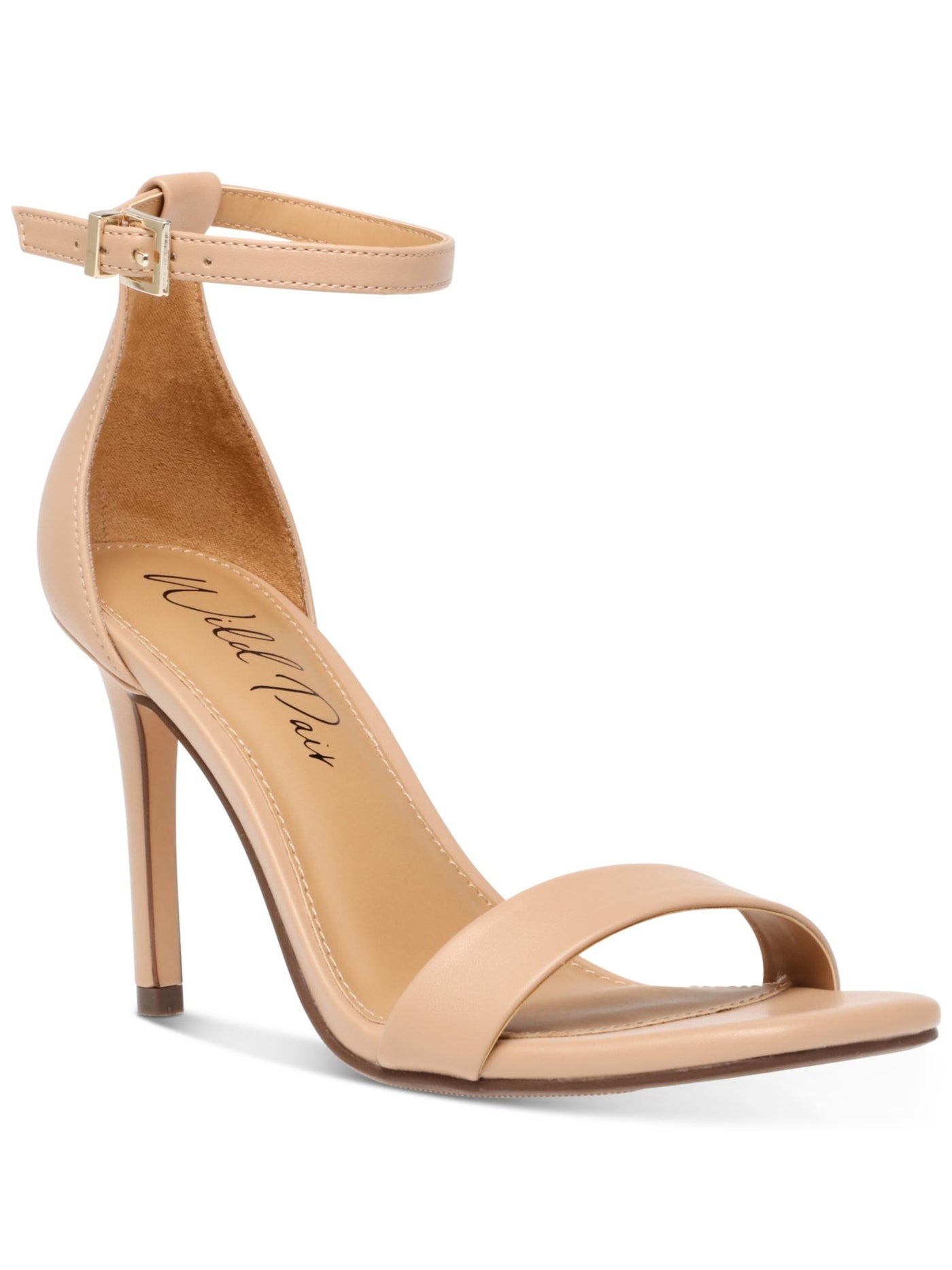 WILD PAIR Womens Beige Adjustable Ankle Strap Bethie Square Toe Stiletto Buckle Dress Heeled Sandal 10 M