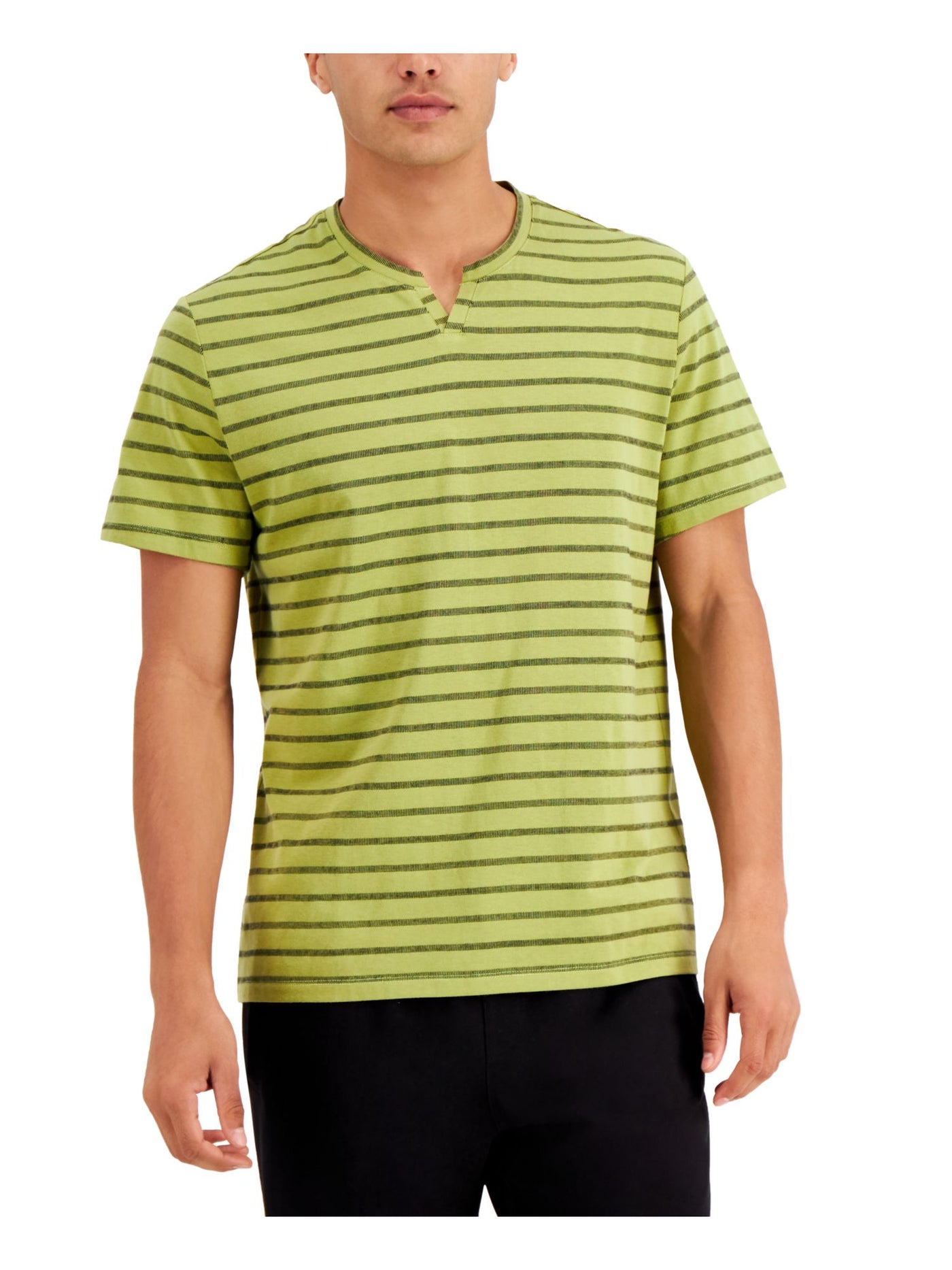 INC Mens Green Striped Short Sleeve Classic Fit T-Shirt XXL