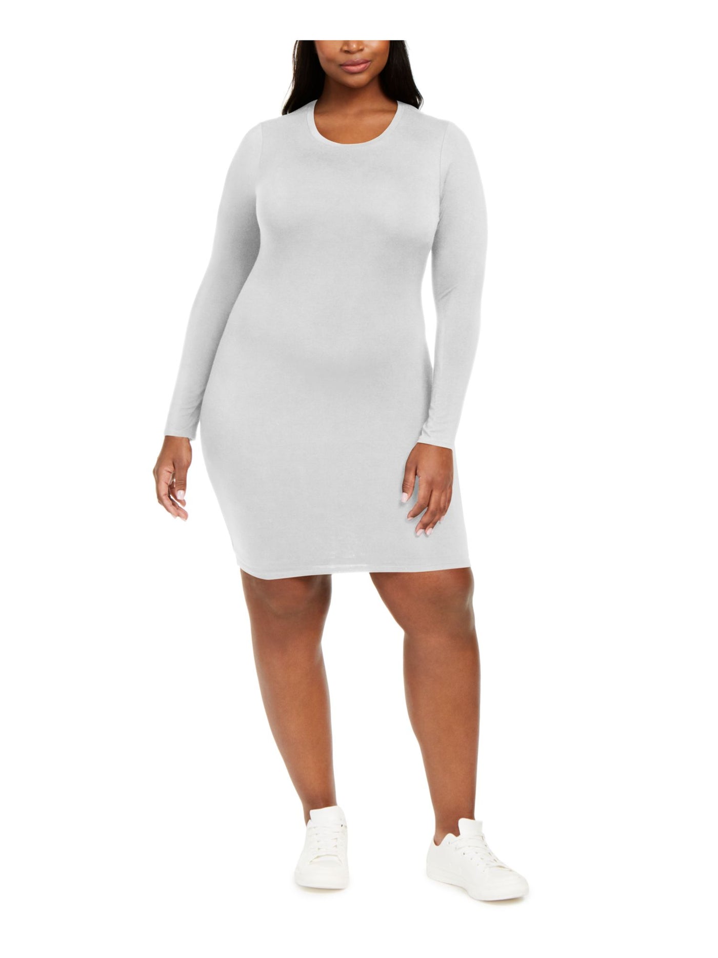 BAR III Womens Gray Long Sleeve Mini Shift Dress S