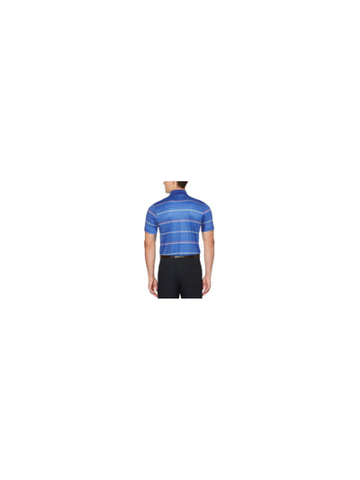 HYBRID APPAREL Mens Blue Lightweight, Striped Athletic Fit Moisture Wicking Polo S