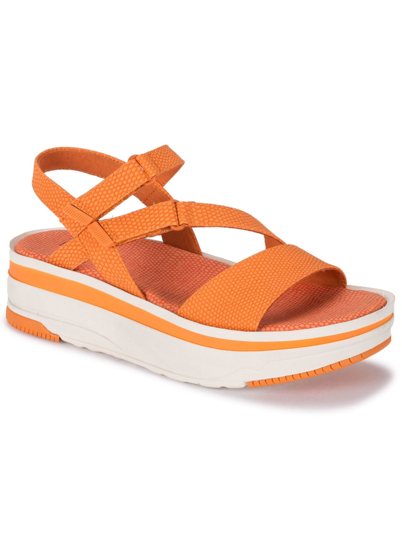 BARETRAPS Womens Orange 1.5 Platform Non-Slip Antimicrobial Strappy Comfort Malyka Round Toe Wedge Sandals Shoes 6.5 M