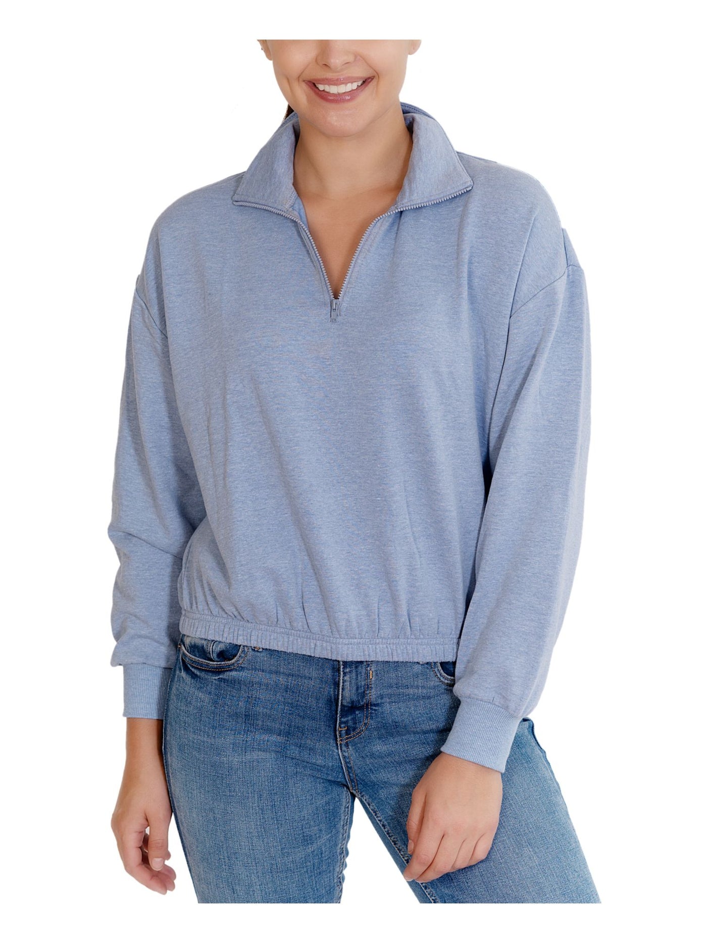 REBELLIOUS ONE Womens Light Blue Long Sleeve Zip Neck Sweater XL