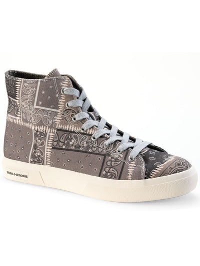 SUN STONE Mens Gray Paisley Metal Gromets Recycled Material Padded Mesa Pointy Toe Platform Lace-Up Sneakers Shoes 9.5 M