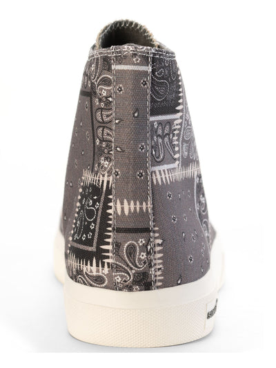 SUN STONE Mens Gray Paisley Metal Gromets Recycled Material Padded Mesa Pointy Toe Platform Lace-Up Sneakers Shoes 9.5 M