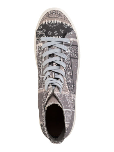 SUN STONE Mens Gray Paisley Metal Gromets Recycled Material Padded Mesa Pointy Toe Platform Lace-Up Sneakers Shoes 9.5 M