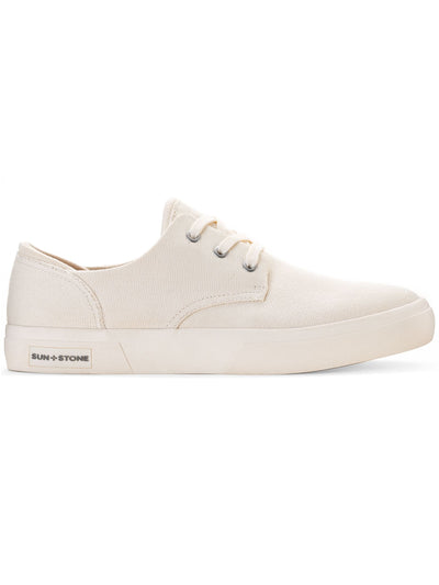 SUN STONE Mens Ivory Cushioned Kiva Round Toe Lace-Up Sneakers Shoes 9 M