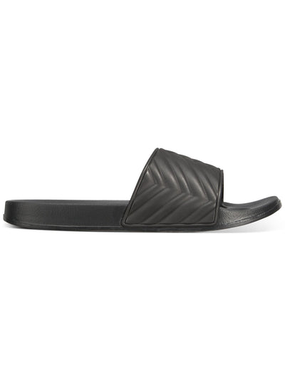 INC Mens Black Quilted Xander Open Toe Slip On Slide Sandals Shoes 8 M