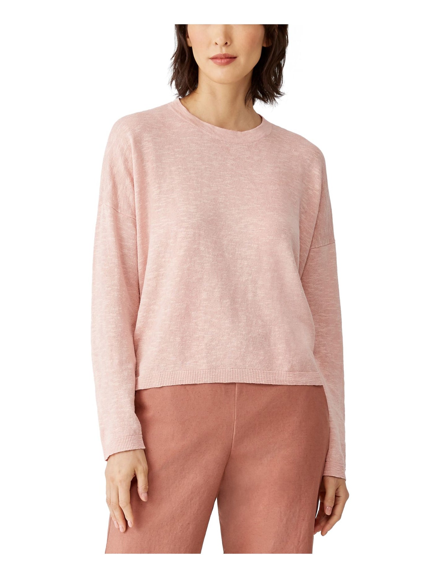 EILEEN FISHER Womens Pink Crew Neck Sweater L