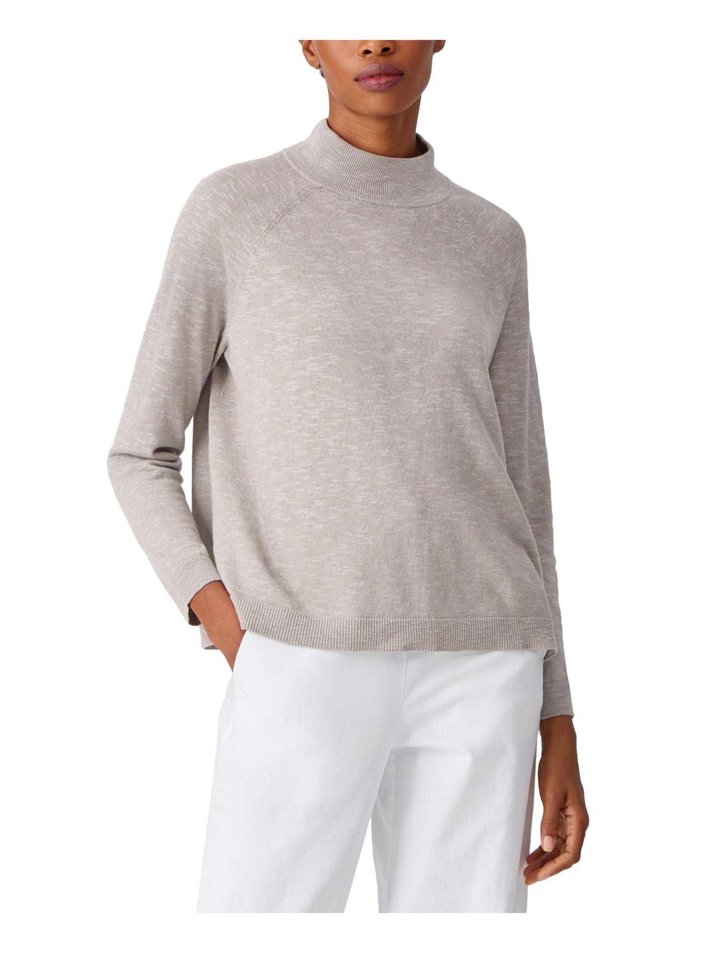 EILEEN FISHER Womens Gray Heather Sweater L