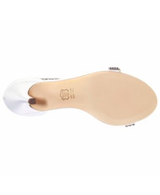 NINA Womens Ivory Goring Rhinestone Ankle Strap Vauna Almond Toe Stiletto Zip-Up Leather Dress Heeled M