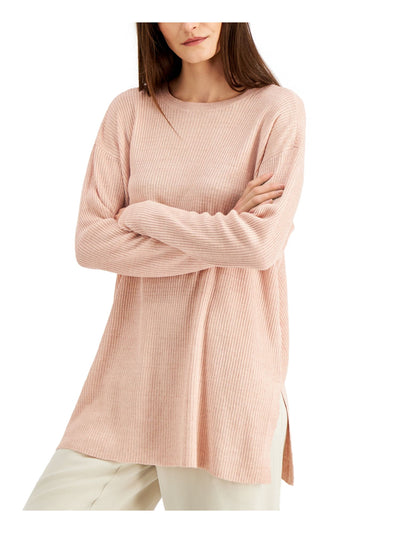 EILEEN FISHER Womens Pink Slitted Long Sleeve Round Neck Sweater M