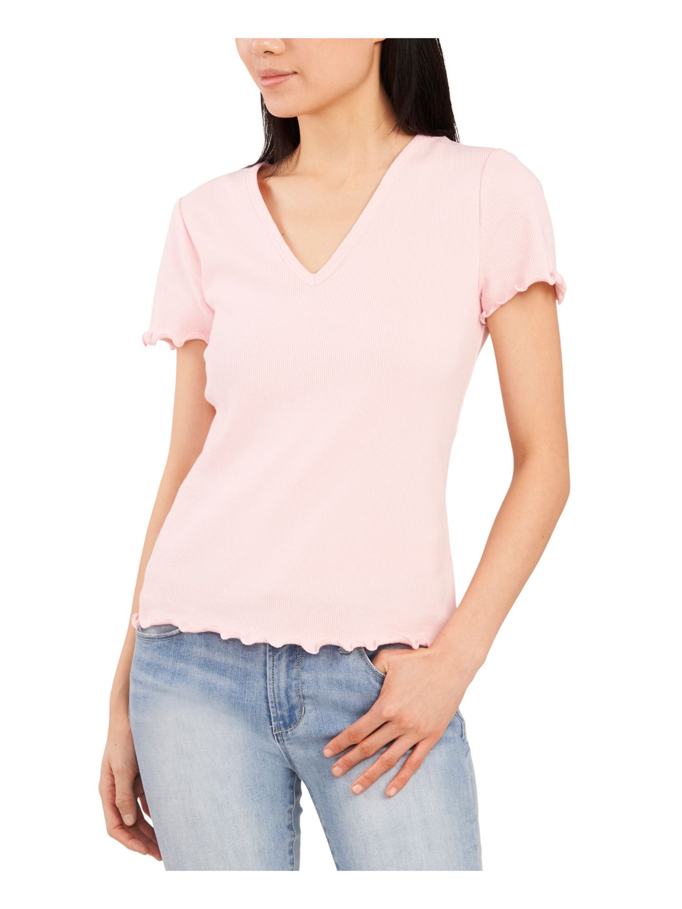 RILEY&RAE Womens Pink Stretch Short Sleeve Crew Neck Top XS