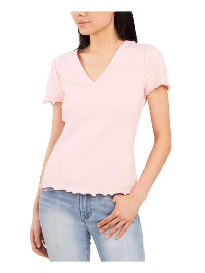 RILEY&RAE Womens Pink Stretch Short Sleeve Crew Neck Top XS