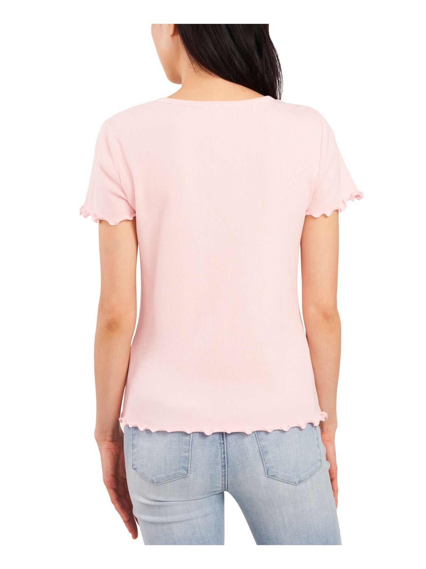 RILEY&RAE Womens Pink Stretch Short Sleeve Crew Neck Top XS