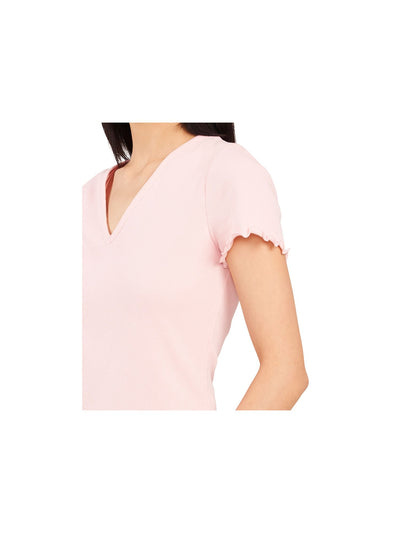 RILEY&RAE Womens Pink Stretch Short Sleeve Crew Neck Top XS