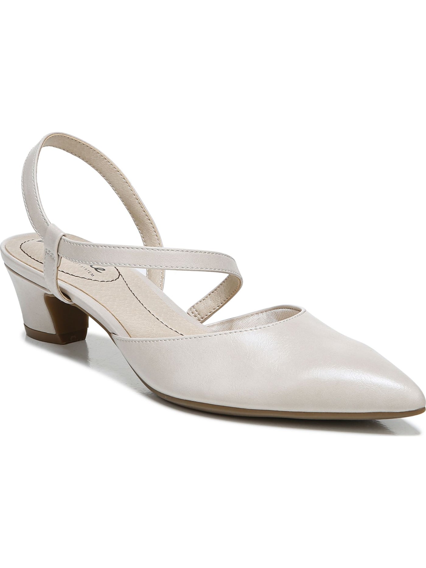 LIFE STRIDE Womens Beige Padded Minimalist Pointed Toe Block Heel Slip On Slingback 6.5 W