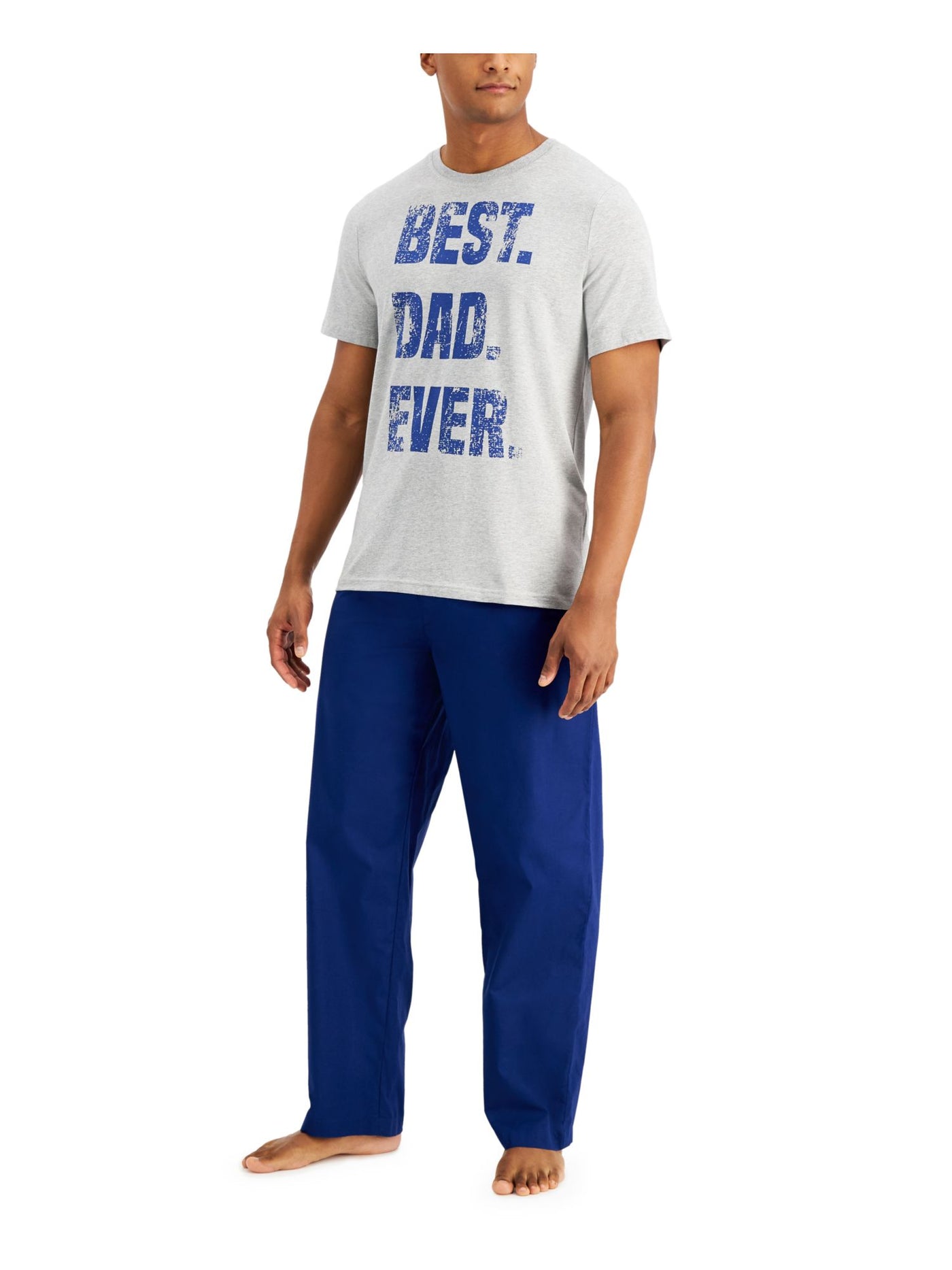 CLUBROOM Mens Best Dad Ever Navy Graphic Drawstring Short Sleeve T-Shirt Top Straight leg Pants Pajamas S