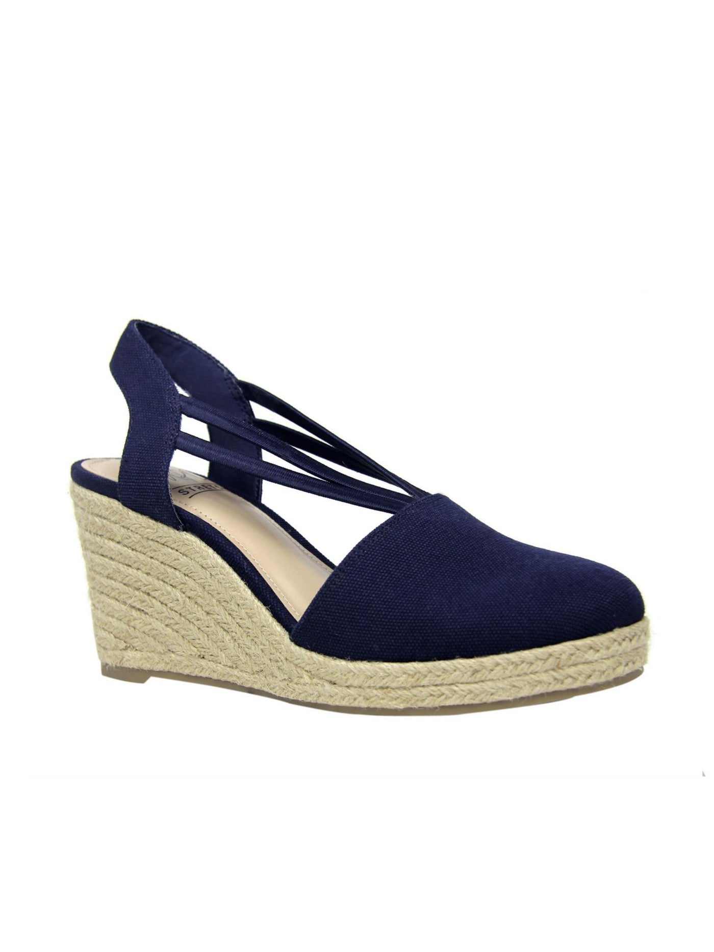 IMPO Womens Navy 1" Platform Slingback Padded Taedra Round Toe Wedge Slip On Espadrille Shoes 9 M