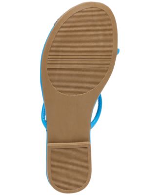 DOLCE VITA Womens Blue Toe-Loop Metallic Toe Cap Cushioned Strappy Penni Round Toe Block Heel Slip On Flip Flop Sandal