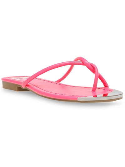 DOLCE VITA Womens Pink Toe-Loop Metallic Toe Cap Cushioned Strappy Penni Round Toe Block Heel Slip On Flip Flop Sandal 9.5