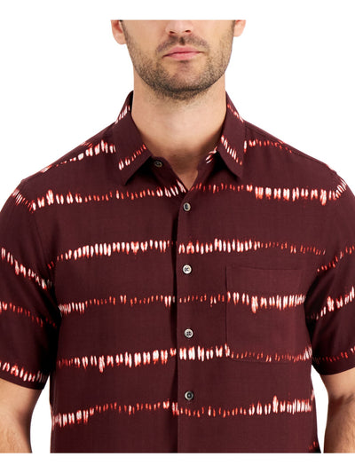 TASSO ELBA Mens Maroon Button Down Casual Shirt S