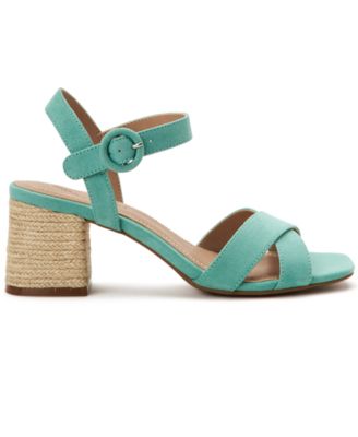 CHARTER CLUB Womens Turquoise Crisscross Straps Espadrille Heel Ankle Strap Padded Rioo Square Toe Block Heel Buckle Slingback Sandal 9 M