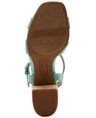 CHARTER CLUB Womens Turquoise Crisscross Straps Espadrille Heel Ankle Strap Padded Rioo Square Toe Block Heel Buckle Slingback Sandal M