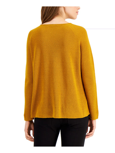 EILEEN FISHER Womens Gold Knit Round Neck Sweater XL