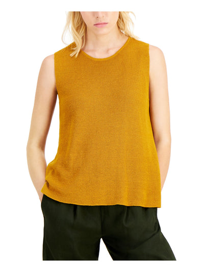 EILEEN FISHER Womens Gold Crew Neck Wear To Work Tank Sweater M