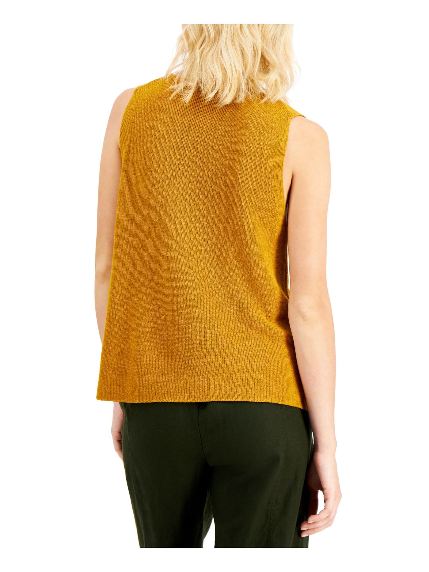 EILEEN FISHER Womens Gold Crew Neck Wear To Work Tank Sweater M