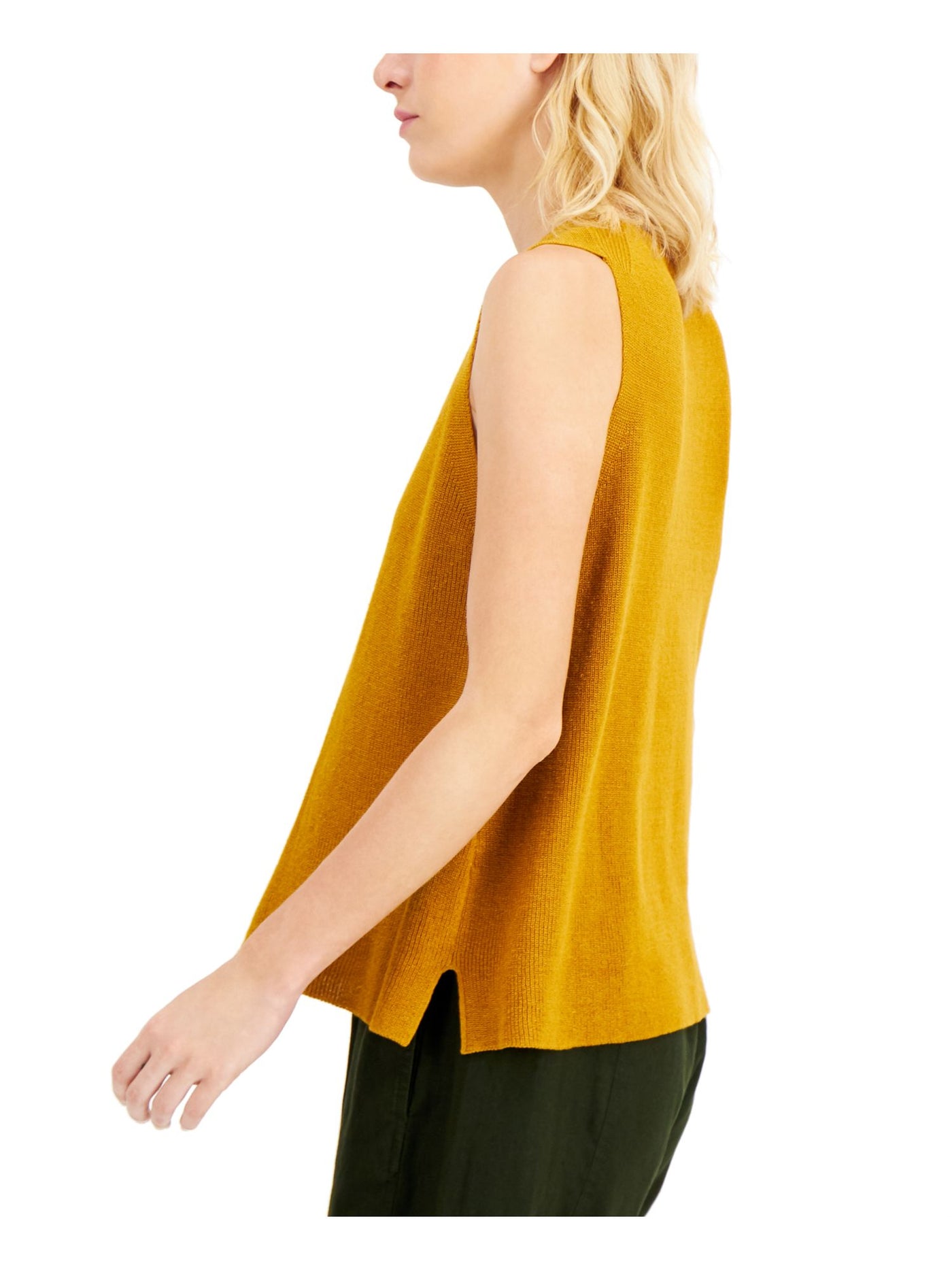 EILEEN FISHER Womens Gold Crew Neck Wear To Work Tank Sweater M