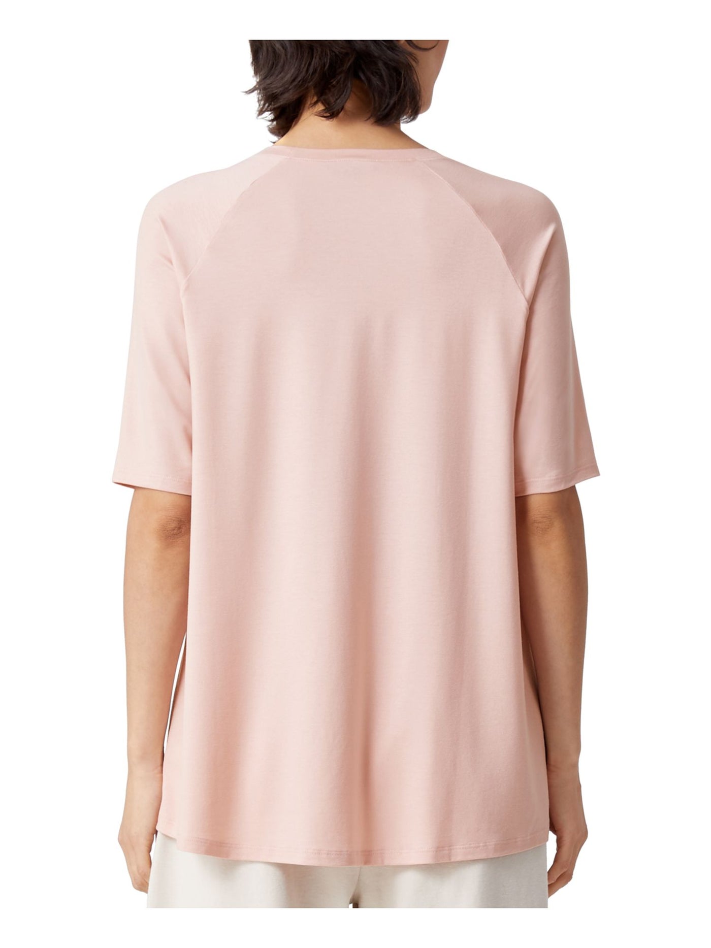 EILEEN FISHER Womens Pink Stretch Elbow Sleeve Crew Neck T-Shirt M