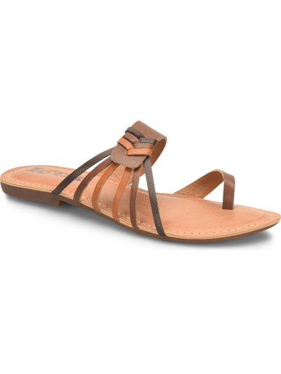 KORKS Womens Brown Woven Burnished Strappy Raine Round Toe Slip On Sandals 8 M
