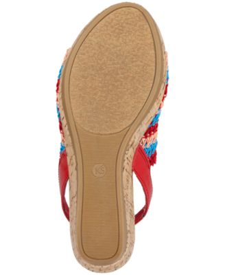 KAREN SCOTT Womens Red Macram? Cork Look Cushioned Meriamm Almond Toe Wedge Slip On Slingback Sandal M