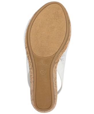 KAREN SCOTT Womens White Macram� Cork Look Wedge Cushioned Breathable Meriamm Almond Toe Wedge Slip On Slingback Sandal M