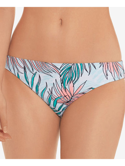 SALT + COVE Women's Aqua Tropical Print Stretch LIned Moderate Coverage Calm Palm Hipster Swimsuit Bottom XS