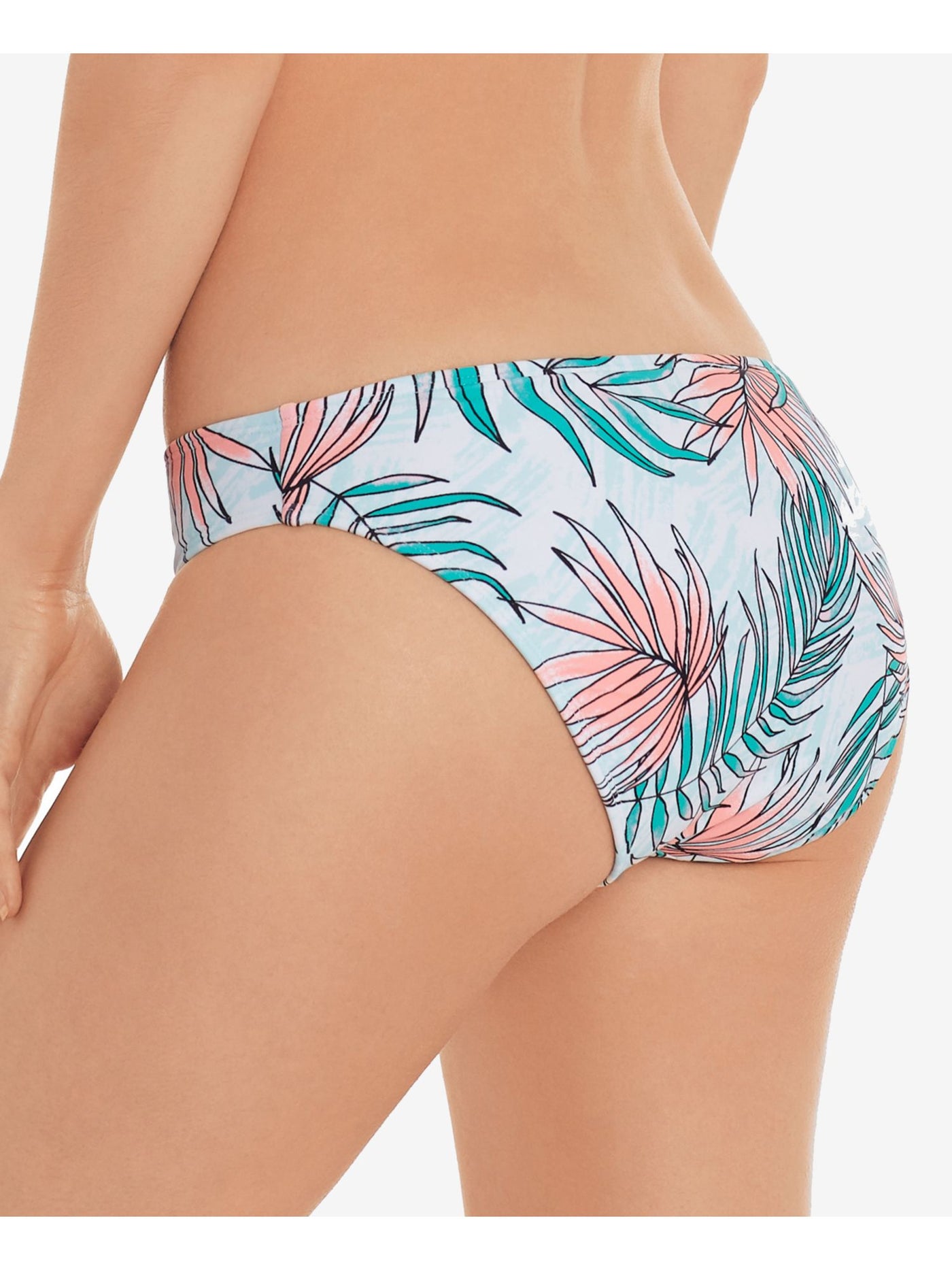 SALT + COVE Women's Aqua Tropical Print Stretch LIned Moderate Coverage Calm Palm Hipster Swimsuit Bottom XS