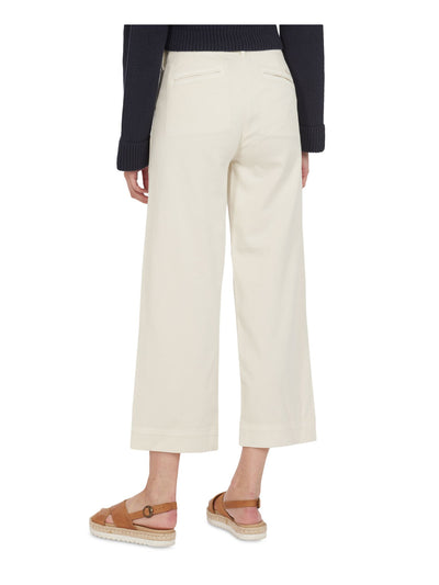 BARBOUR Womens Ivory Stretch Pocketed Zippered Cropped Mid-rise Trousers Wide Leg Pants 8